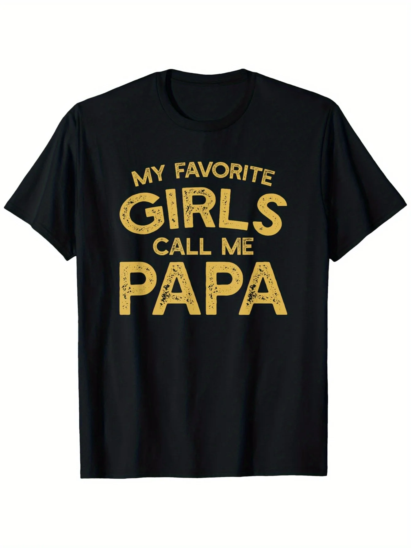 Men's "My Favorite Girl Calls Me Dad" pattern T-shirt - black, short sleeves, crew neck, eye-catching yellow old print, suit
Men's "My Favorite Girl Calls Me Dad" pattern T-shirt - black, short sleeves, crew neck, eye-catching yellow old print, suit