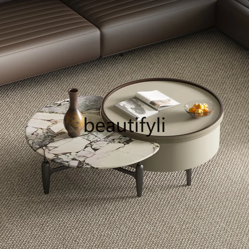 New designer coffee table side table combination marble tea table saddle leather
New designer coffee table side table combination marble tea table saddle leather