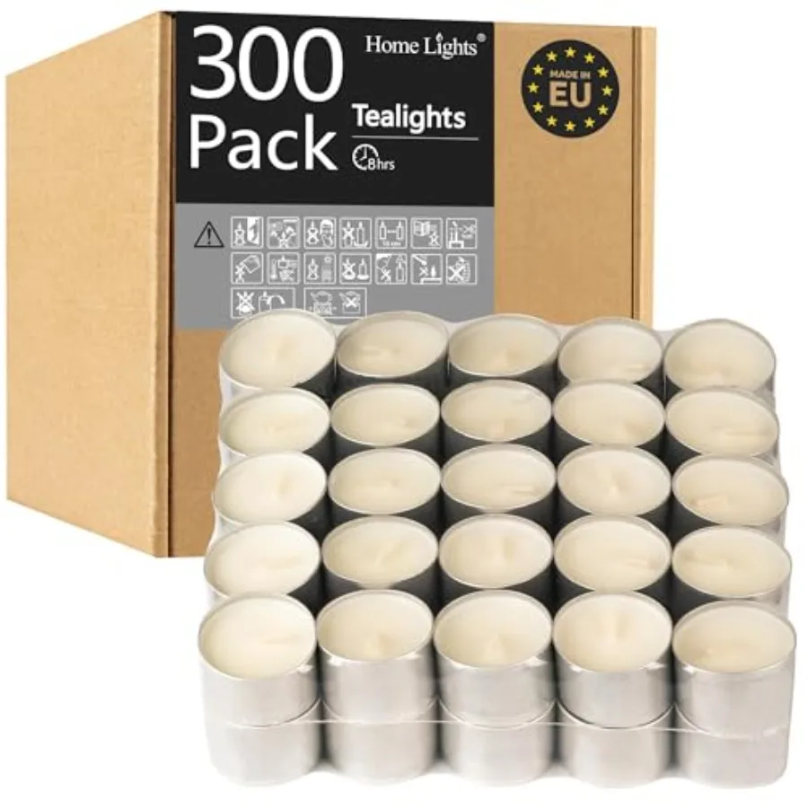 Tealight Candles - 8 Hours Long time Burning, White Votive Smokeless European Tea Light Unscented Candles for Shabbat, Weddings
Tealight Candles - 8 Hours Long time Burning, White Votive Smokeless European Tea Light Unscented Candles for Shabbat, Weddings