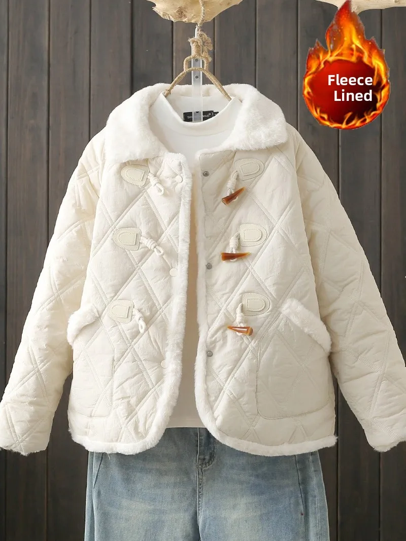 Winter Thickened Fleece Lined Coat Large Size 200 Pounds Small Fragrance Style Button up Cotton Jacket Korean Style Long Sleeve
Winter Thickened Fleece Lined Coat Large Size 200 Pounds Small Fragrance Style Button up Cotton Jacket Korean Style Long Sleeve