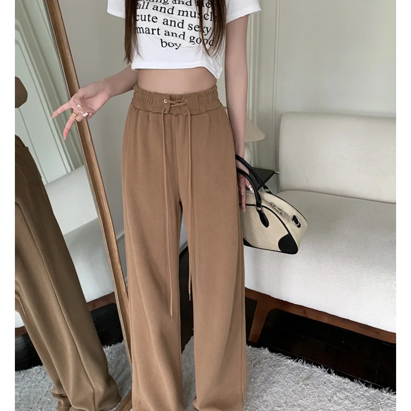 Summer New Grey High Waist Drawstring Sweatpants Fashion Straight Pocket Bind Feet Pants Street Baggy Wide Leg Trouser Ladies
Summer New Grey High Waist Drawstring Sweatpants Fashion Straight Pocket Bind Feet Pants Street Baggy Wide Leg Trouser Ladies