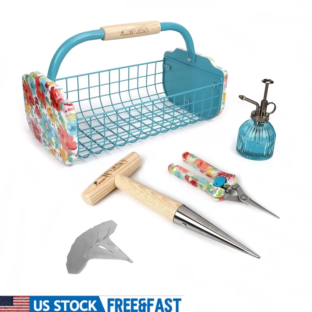 9-Piece Garden Tool Set with Metal Basket Wooden Handle Glass Mister Stainless Steel Snip Plant Markers Gardeners
9-Piece Garden Tool Set with Metal Basket Wooden Handle Glass Mister Stainless Steel Snip Plant Markers Gardeners