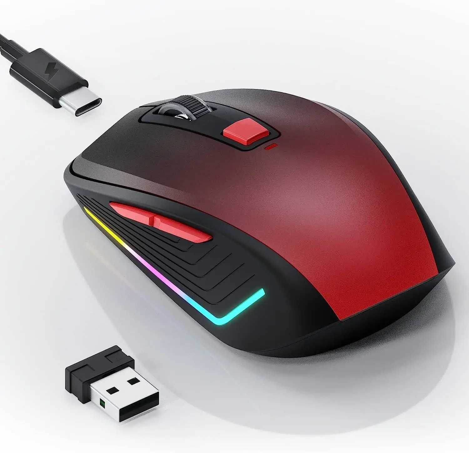 2,4G USB перезаряжаемая беспроводная мышь 3 точек на дюйм Регулируемая оптическая USB-мышь Мышь с RGB-подсветкой для ПК, ноутбука
2,4G USB перезаряжаемая беспроводная мышь 3 точек на дюйм Регулируемая оптическая USB-мышь Мышь с RGB-подсветкой для ПК, ноутбука