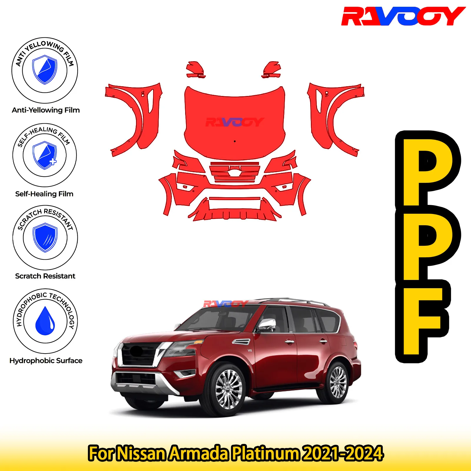 Для Nissan Armada Platinum 2021-2024 глянцевая матовая черная предварительно вырезанная передняя защитная пленка PPF комплект
Для Nissan Armada Platinum 2021-2024 глянцевая матовая черная предварительно вырезанная передняя защитная пленка PPF комплект