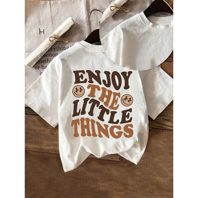 Letter & Smiley Print Women's Casual Crew Neck All-Season Comfortable Short-Sleeve T-Shirt Cotton Fashion Y2K Women's T-Shirt
Letter & Smiley Print Women's Casual Crew Neck All-Season Comfortable Short-Sleeve T-Shirt Cotton Fashion Y2K Women's T-Shirt