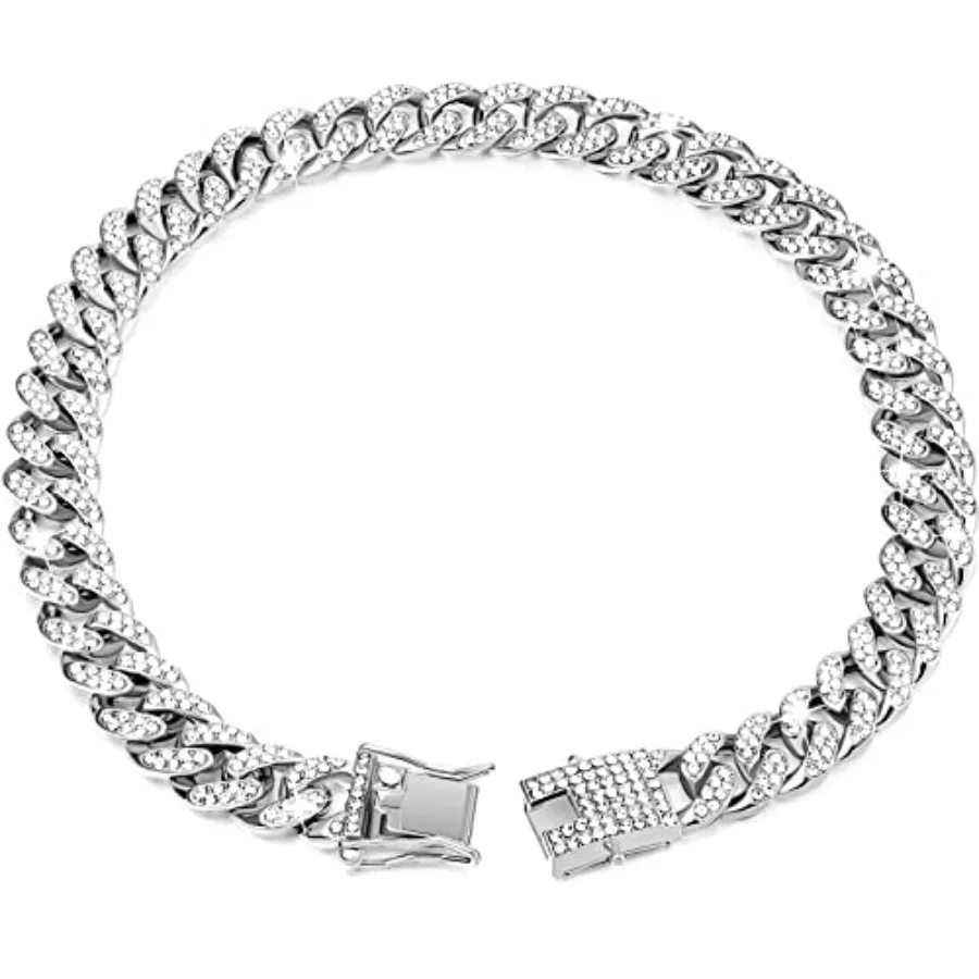 Dog Chain Diamond Collar Walking Metal Chain Necklace with Secure Buckle Pet Cuban Style Collar Jewelry Accessories for Small M
Dog Chain Diamond Collar Walking Metal Chain Necklace with Secure Buckle Pet Cuban Style Collar Jewelry Accessories for Small M