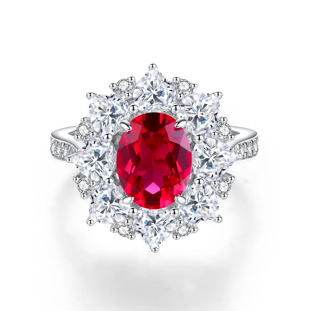 Luxury white gold solid platinum PT950 women's diamond ring Women's red diamond ring
Luxury white gold solid platinum PT950 women's diamond ring Women's red diamond ring