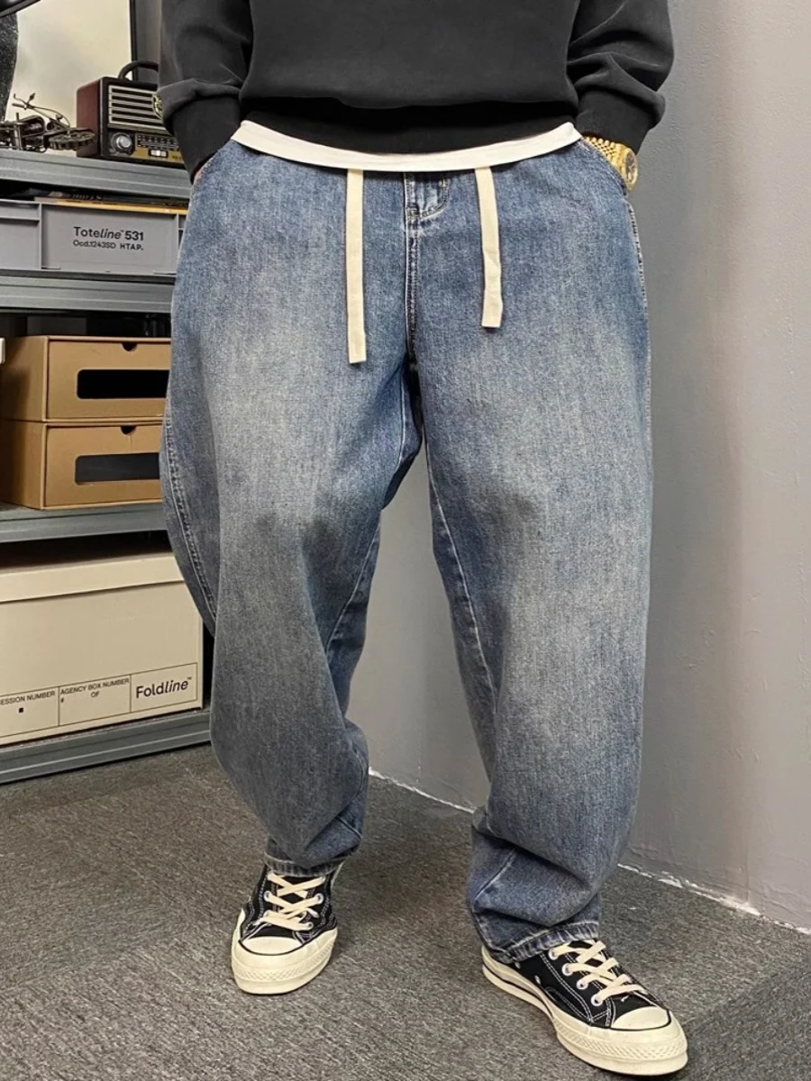 Retro Distred American Casual Men's Straight Leg Loose Fit Dstring Versatile Wide Leg Long Jeans Spring Autumn
Retro Distred American Casual Men's Straight Leg Loose Fit Dstring Versatile Wide Leg Long Jeans Spring Autumn