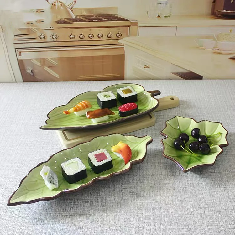 12.5 Inch Creative Ceramic Leaf Fruit Suhi Salad Plate Green Long Square Dish Lotus Dinning Room Large Practical
12.5 Inch Creative Ceramic Leaf Fruit Suhi Salad Plate Green Long Square Dish Lotus Dinning Room Large Practical