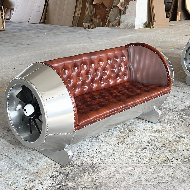 Industrial style aluminum leather loft personalized furniture space metal turbine head aircraft rivet creative sofa
Industrial style aluminum leather loft personalized furniture space metal turbine head aircraft rivet creative sofa