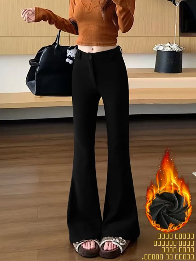 Утепленные зимние брюки-клеш для женщин с высокой талией, повседневные, теплые, облегающие, черные, универсальные, для ежедневной носки
Утепленные зимние брюки-клеш для женщин с высокой талией, повседневные, теплые, облегающие, черные, универсальные, для ежедневной носки