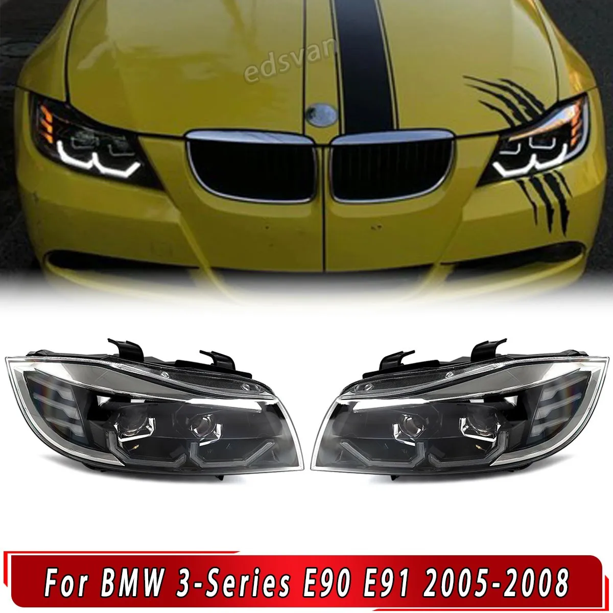 For BMW E90 E91 Left Right Headlight 3 Series 325i 328i 330i 335i 2005 2006 2007 2008 Black Front Headlamp LED 3D Crystal DRL
For BMW E90 E91 Left Right Headlight 3 Series 325i 328i 330i 335i 2005 2006 2007 2008 Black Front Headlamp LED 3D Crystal DRL
