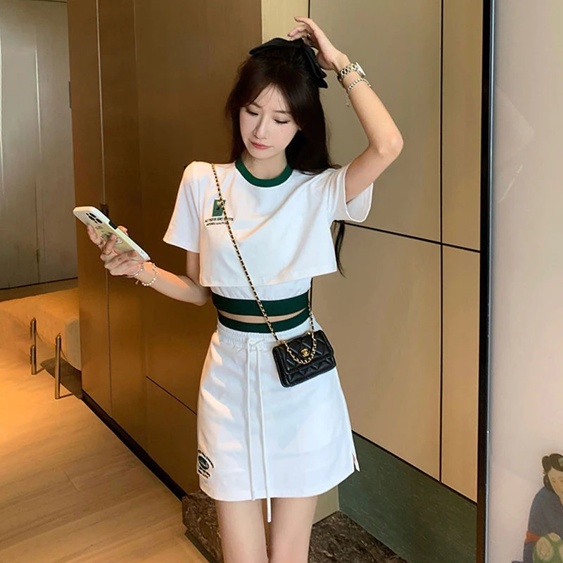 Summer Spicy Girl Three-Piece Set Sweet Short-Sleeve Top Inner Vest Half Skirt Short Skirt Sporty Fashionable Women's Ensemble
Summer Spicy Girl Three-Piece Set Sweet Short-Sleeve Top Inner Vest Half Skirt Short Skirt Sporty Fashionable Women's Ensemble