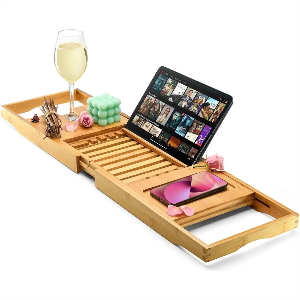 Foldable Bathtub Tray Caddy - Waterproof Bamboo Bath Tray, Expandable for Most Tubs, Bathroom Accessories for Home & Mom
Foldable Bathtub Tray Caddy - Waterproof Bamboo Bath Tray, Expandable for Most Tubs, Bathroom Accessories for Home & Mom