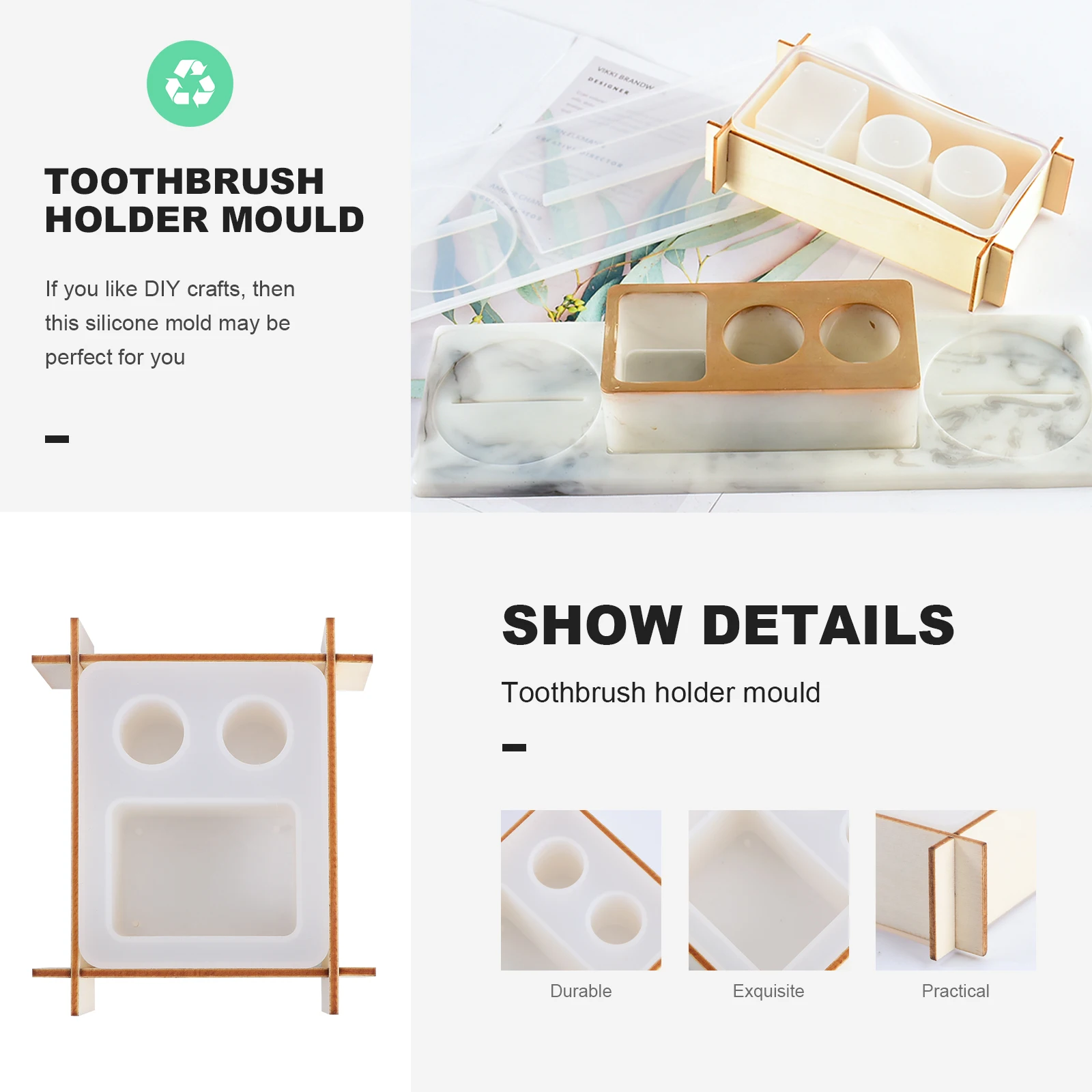Silicone Toothbrush Holder Mold High Transparency Easy Clean DIY Crafts Storage Container Molds Flexible Creativity Tools H
Silicone Toothbrush Holder Mold High Transparency Easy Clean DIY Crafts Storage Container Molds Flexible Creativity Tools H