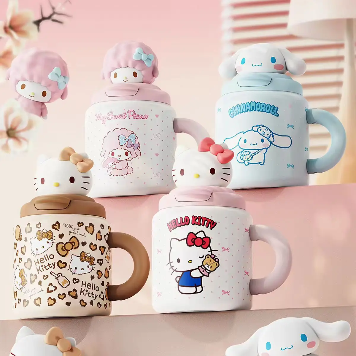 Sanrio-themed insulated cup with single handle, drinking mug with straw
Sanrio-themed insulated cup with single handle, drinking mug with straw