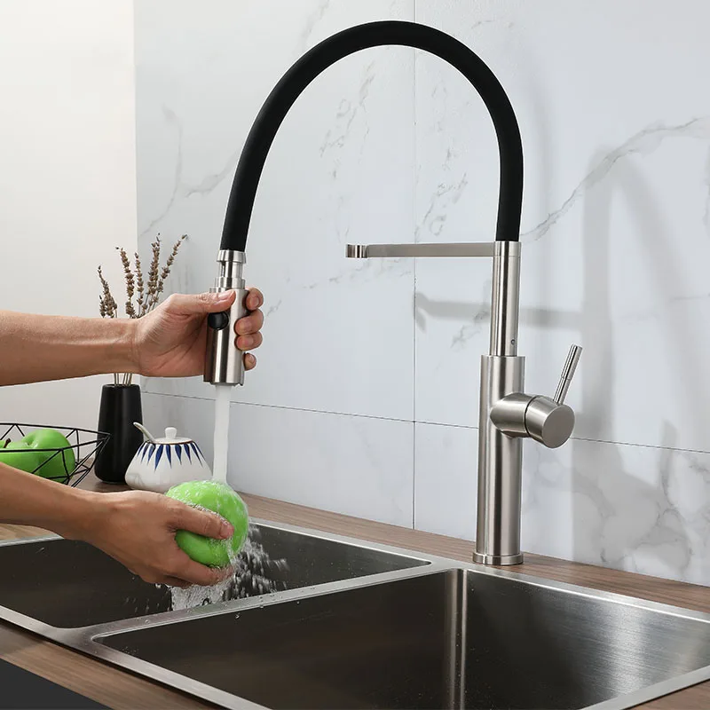 304 Stainless Steel Vegetable Basin Faucet Black Silicone Hose Faucet Kitchen Sink Faucet Nickel Hot And Cold Mixed Sink Tap
304 Stainless Steel Vegetable Basin Faucet Black Silicone Hose Faucet Kitchen Sink Faucet Nickel Hot And Cold Mixed Sink Tap
