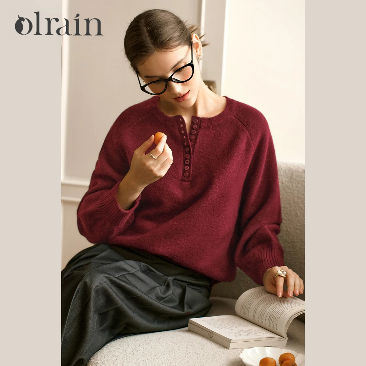 OLrain Women Burgundy Henley Neck Knit Sweater 2025 Winter New French Style Loose Casual Pullover Knitwear Top O57QM95521
OLrain Women Burgundy Henley Neck Knit Sweater 2025 Winter New French Style Loose Casual Pullover Knitwear Top O57QM95521