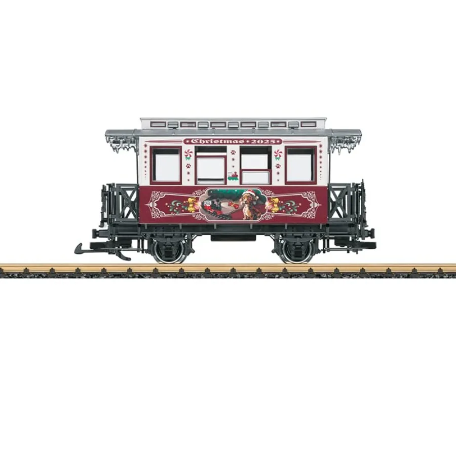 Christmas Car for holiday theme passenger car, model train car, plastic red with festive detailing and smooth rolling wheels
Christmas Car for holiday theme passenger car, model train car, plastic red with festive detailing and smooth rolling wheels