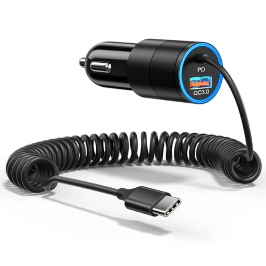 Car Charger USB C, 38W Super Fast Car Adapter with PD 3.0 Bulit in 3.5FT USB C Coiled Cable, Car Phone Charger Fast Charging Co
Car Charger USB C, 38W Super Fast Car Adapter with PD 3.0 Bulit in 3.5FT USB C Coiled Cable, Car Phone Charger Fast Charging Co