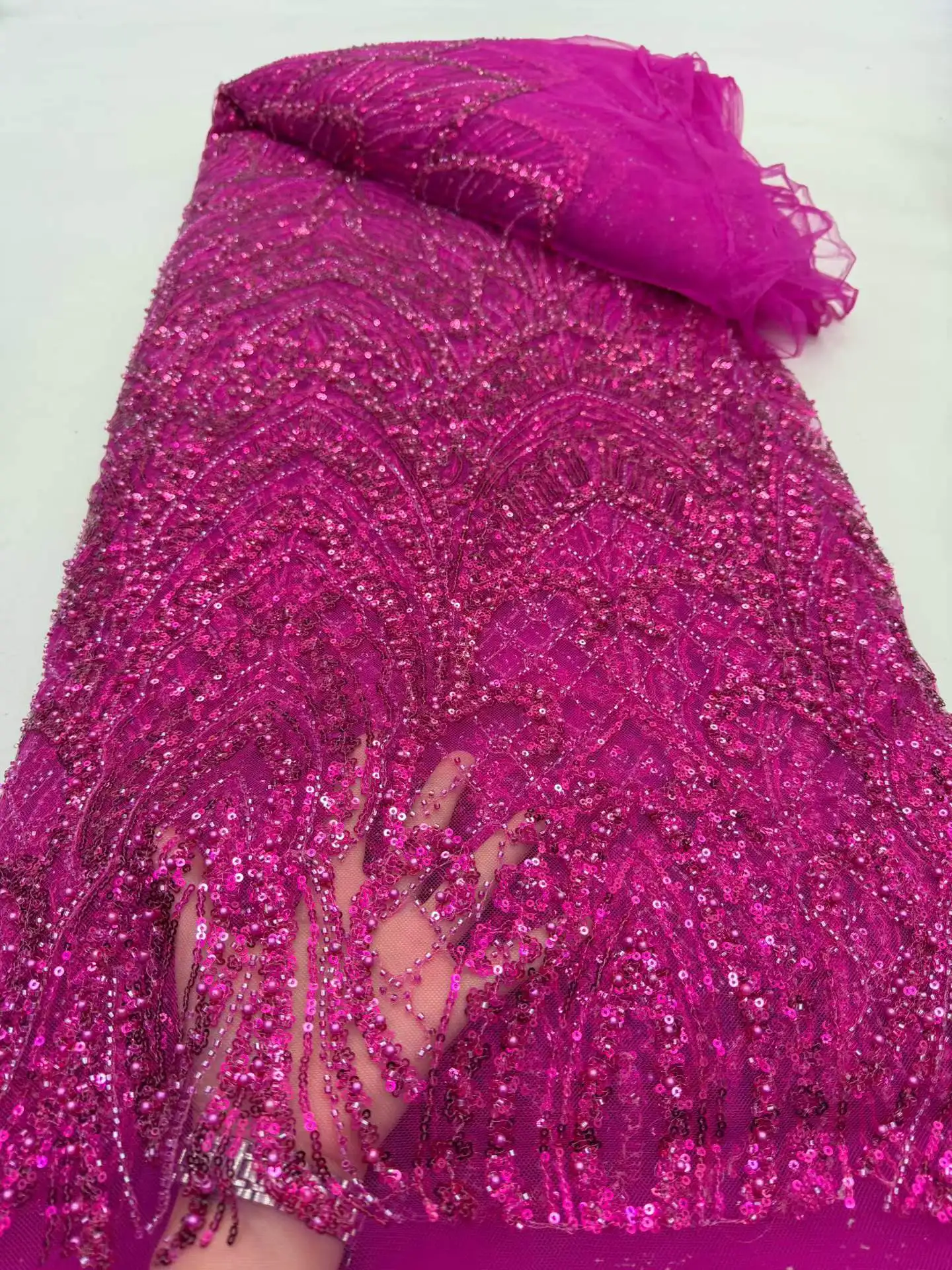 5 Yards Luxury Beaded Fabric Sequin Tulle Lace Embroidered 2026 High Quality African Beads Embroidery Lace for Wedding Dress
5 Yards Luxury Beaded Fabric Sequin Tulle Lace Embroidered 2026 High Quality African Beads Embroidery Lace for Wedding Dress