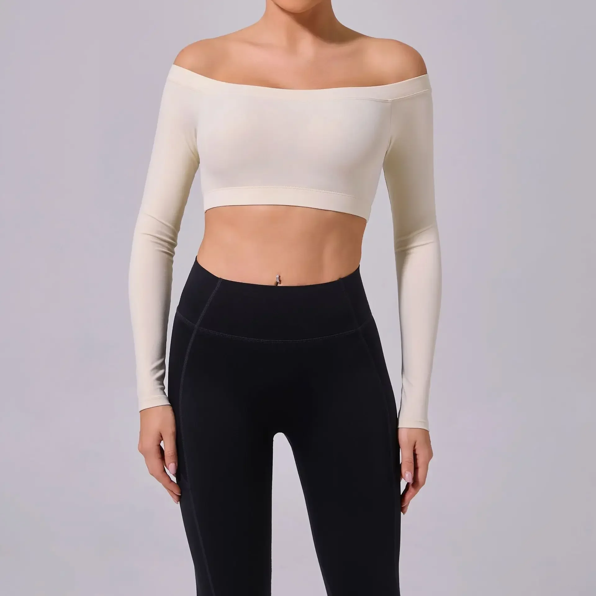 Seamless Long Sleeve One-word Shoulder Yoga T-shirt Long-sleeved Stretch Tight Workout Slimming Sports Top Running Yoga Clothes
Seamless Long Sleeve One-word Shoulder Yoga T-shirt Long-sleeved Stretch Tight Workout Slimming Sports Top Running Yoga Clothes