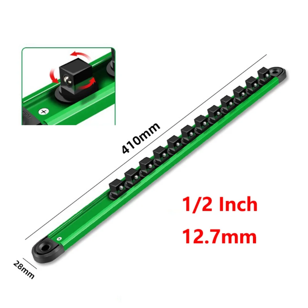 360° Swivel Magnetic Socket Organizer 1/4 3/8 1/2 Inch Sliding Stand Socket Storage Rack Adjustable Portable