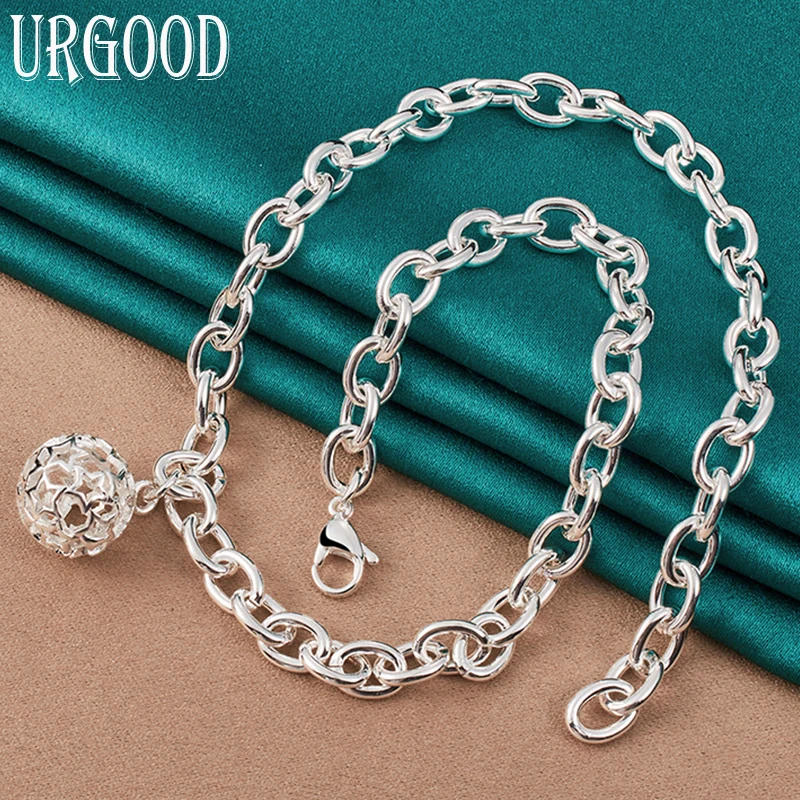 925 Sterling Silver 18 Inches Charm Openwork Ball Necklace For Women Party Engagement Wedding Fashion Jewelry
925 Sterling Silver 18 Inches Charm Openwork Ball Necklace For Women Party Engagement Wedding Fashion Jewelry