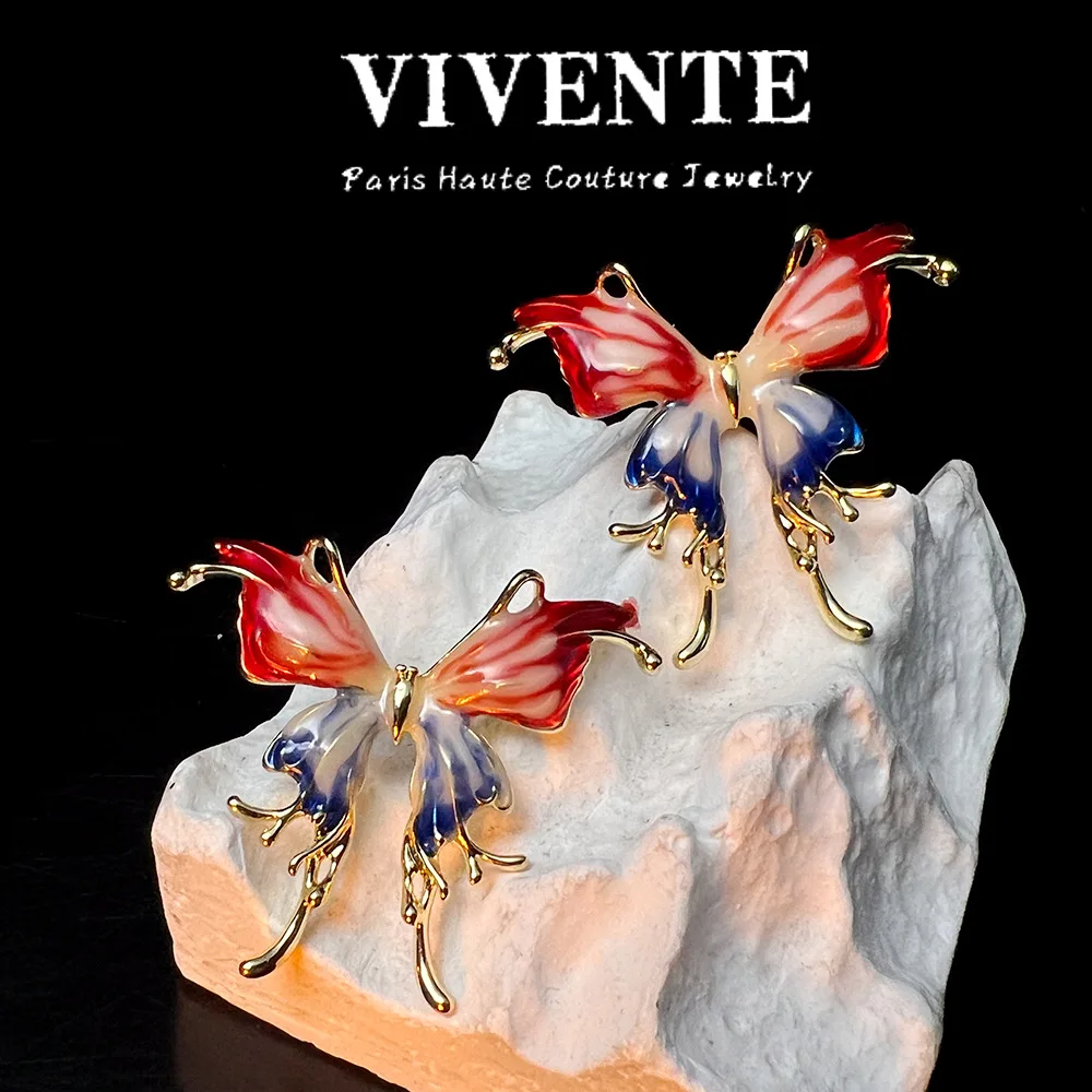 Painted oil butterfly vintage enamel women's copper alloy real gold plated earrings
Painted oil butterfly vintage enamel women's copper alloy real gold plated earrings
