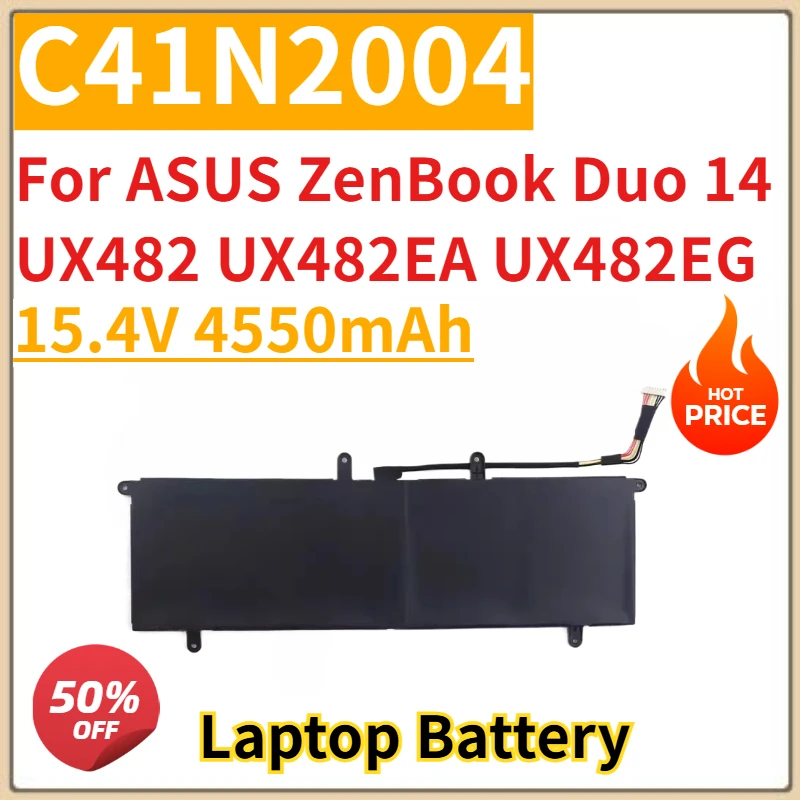 New Replacement Laptop Battery 15.4V 4550mAh C41N2004 for ASUS ZenBook Duo 14 UX482 UX482EA UX482EG
New Replacement Laptop Battery 15.4V 4550mAh C41N2004 for ASUS ZenBook Duo 14 UX482 UX482EA UX482EG