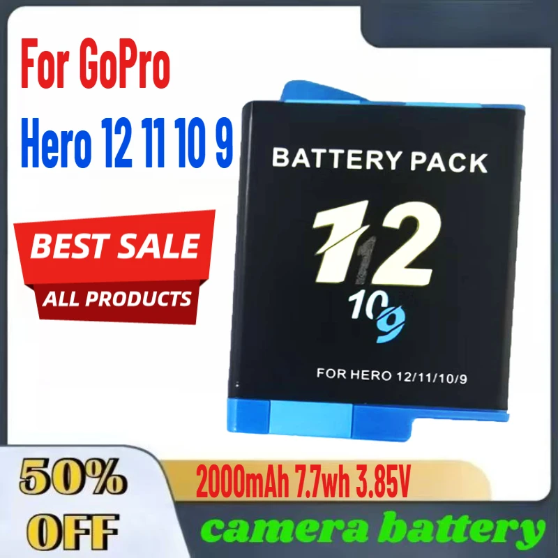 2000mAh 7.7wh 3.85V High-Quality Digital Battery for GoPro Hero 12 11 10 9 Replacement Camera Battery Fast Shipping
2000mAh 7.7wh 3.85V High-Quality Digital Battery for GoPro Hero 12 11 10 9 Replacement Camera Battery Fast Shipping