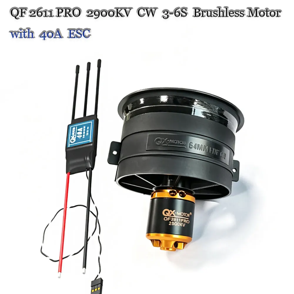QX-MOTOR 64mm QF2611PRO 5-Blade EDF Ducted Fan Brushless Motor 3-6S Lipo, Fit 40A/60A ESC for RC Aircraft Replacement Parts
QX-MOTOR 64mm QF2611PRO 5-Blade EDF Ducted Fan Brushless Motor 3-6S Lipo, Fit 40A/60A ESC for RC Aircraft Replacement Parts