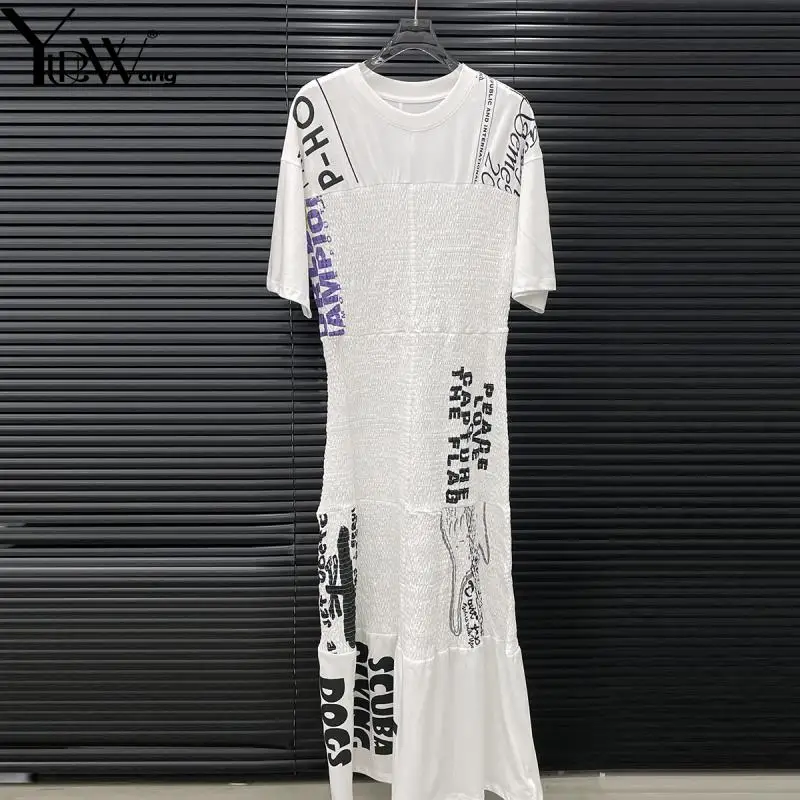 YUERWAN Women Dress 2025 Summer Fashion Letter Printed Short Sleeve Stretch Loose Casual Long Black White Dresses All Match New
YUERWAN Women Dress 2025 Summer Fashion Letter Printed Short Sleeve Stretch Loose Casual Long Black White Dresses All Match New