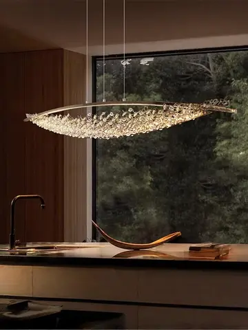 Swarovski Crystal Boat Restaurant Island Terrace Pendant Led Chandelier Italian Light Luxury Premium Villa Dining Room Luminaire