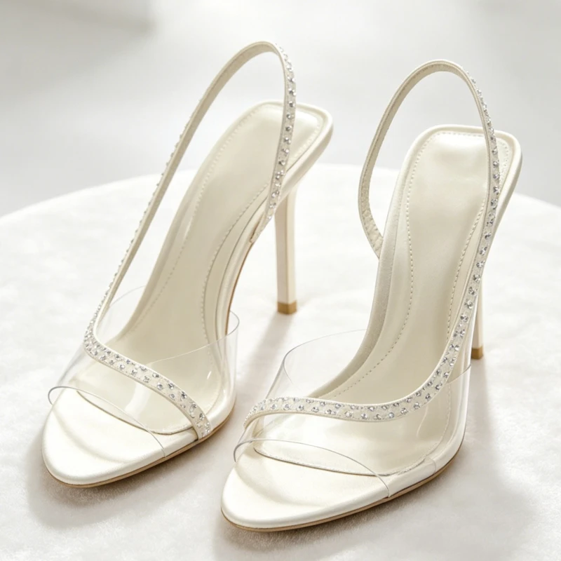 Summer PVC Transparent High Heels Women Luxury Rhinestone Decoration Stiletto Heels Sexy Back Strap Open Toe Designer Sandals
Summer PVC Transparent High Heels Women Luxury Rhinestone Decoration Stiletto Heels Sexy Back Strap Open Toe Designer Sandals