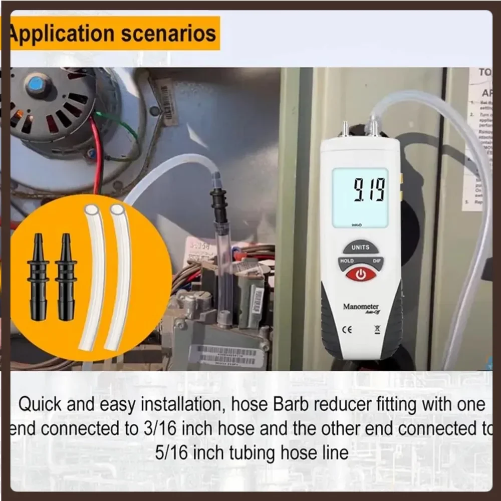 Upgraded VersionHTI HT-1890 Handheld Proable Digital Manometer Air Pressure Meter Differential Pressure Gauge Gas Pressue Tester