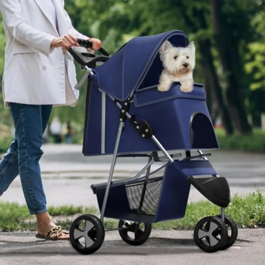 Pet stroller for small dogs up to 10 lbs and medium dogs up to 30 lbs, cat stroller for 2 cats, navy blue 3-wheel foldable jogg
Pet stroller for small dogs up to 10 lbs and medium dogs up to 30 lbs, cat stroller for 2 cats, navy blue 3-wheel foldable jogg