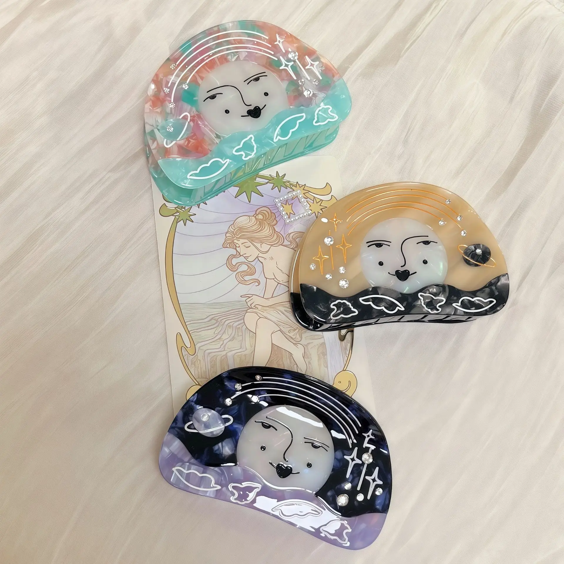 Новый креативный забавный полукруг, заколка для волос из ацетата солнца для женщин, заколка для хвоста, аксессуары для волос, подарки
Новый креативный забавный полукруг, заколка для волос из ацетата солнца для женщин, заколка для хвоста, аксессуары для волос, подарки