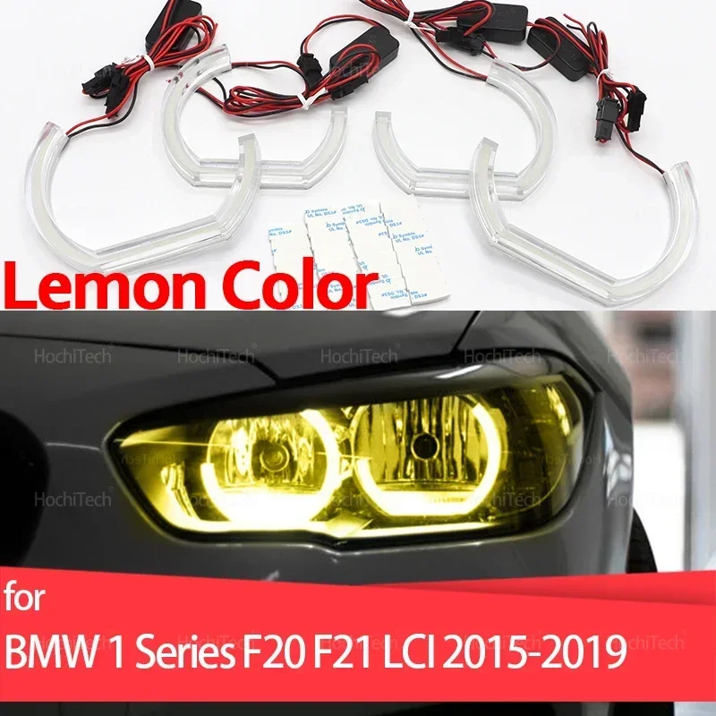 Дневный свет DRL Angel Eyes LED CSL Style Лимонно-желтый для BMW 1 серии F20 F21 LCI Facelift 2015-2019, комплект колец для фар 
Дневный свет DRL Angel Eyes LED CSL Style Лимонно-желтый для BMW 1 серии F20 F21 LCI Facelift 2015-2019, комплект колец для фар