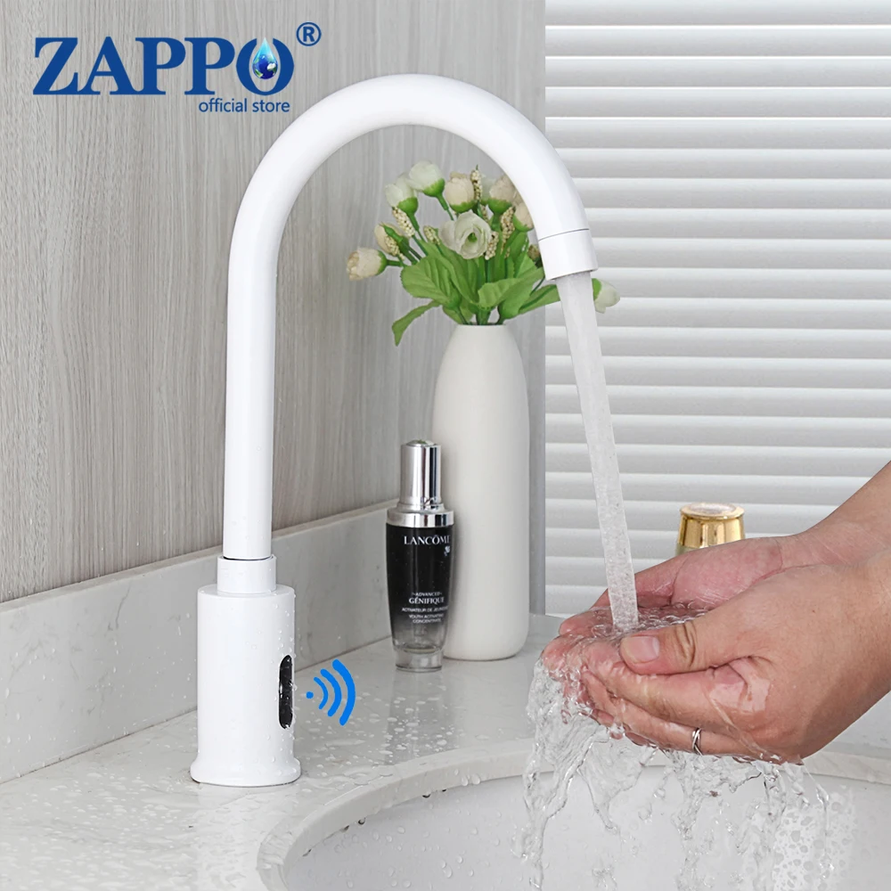 ZAPPO White Automatic Hands Electric Touchless Bathroom Sensor Faucets Water Saving Mixers Sensor Tap Battery Power Water Tap
ZAPPO White Automatic Hands Electric Touchless Bathroom Sensor Faucets Water Saving Mixers Sensor Tap Battery Power Water Tap