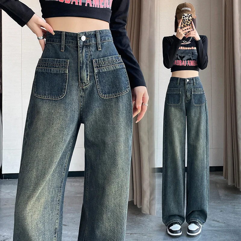 Retro Blue High Waist Women Jeans Spring Autumn Straight Wide Leg Denim Pants Versatile Casual Jean Trousers
Retro Blue High Waist Women Jeans Spring Autumn Straight Wide Leg Denim Pants Versatile Casual Jean Trousers