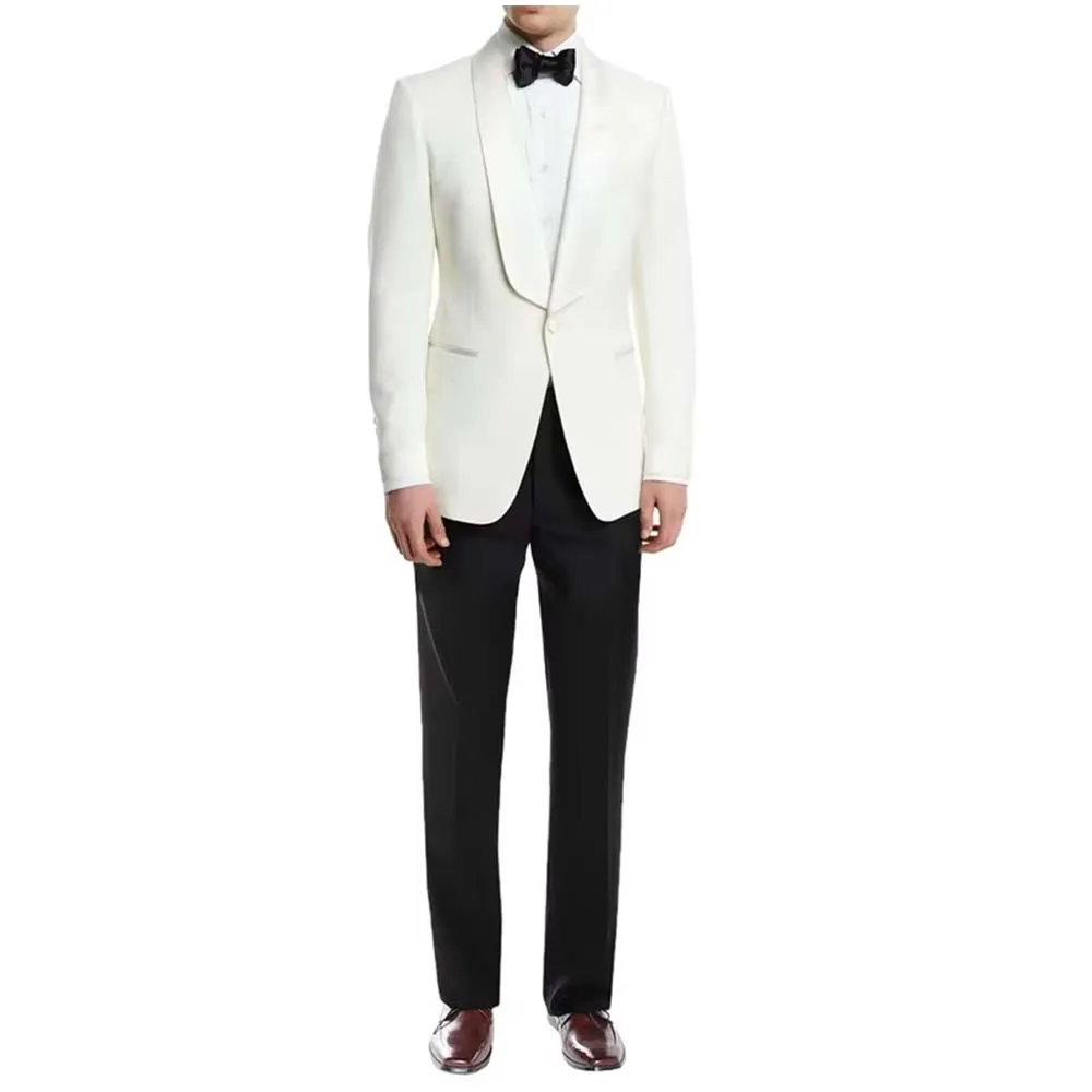 2 Pieces Slim Fit Casual Men's Suit White One Button shawl Lapel Blazer Black Pants Business Suit Formal Groom Tuxedos
2 Pieces Slim Fit Casual Men's Suit White One Button shawl Lapel Blazer Black Pants Business Suit Formal Groom Tuxedos