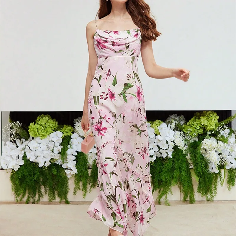 Elegant Women Floral Print Bohemian Dress Summer 2025 Sexy Chic Strap Sleeveless Halter Corset Irregular Vacation Long Dress
Elegant Women Floral Print Bohemian Dress Summer 2025 Sexy Chic Strap Sleeveless Halter Corset Irregular Vacation Long Dress