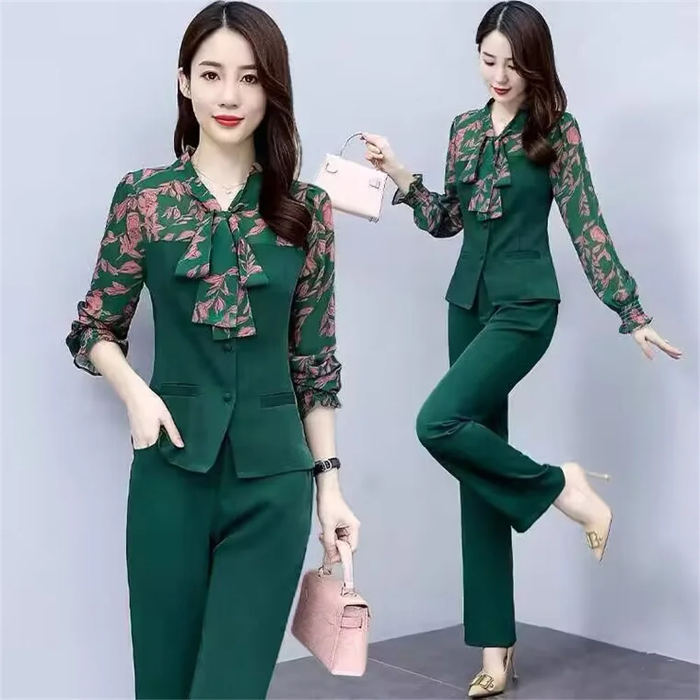 Single/Suit Women's Spring Suit 2024 Summer Print Top Long Sleeves Thin And Fashion Bow Knot Shirt Wide-Leg Pants Two-Piece
Single/Suit Women's Spring Suit 2024 Summer Print Top Long Sleeves Thin And Fashion Bow Knot Shirt Wide-Leg Pants Two-Piece