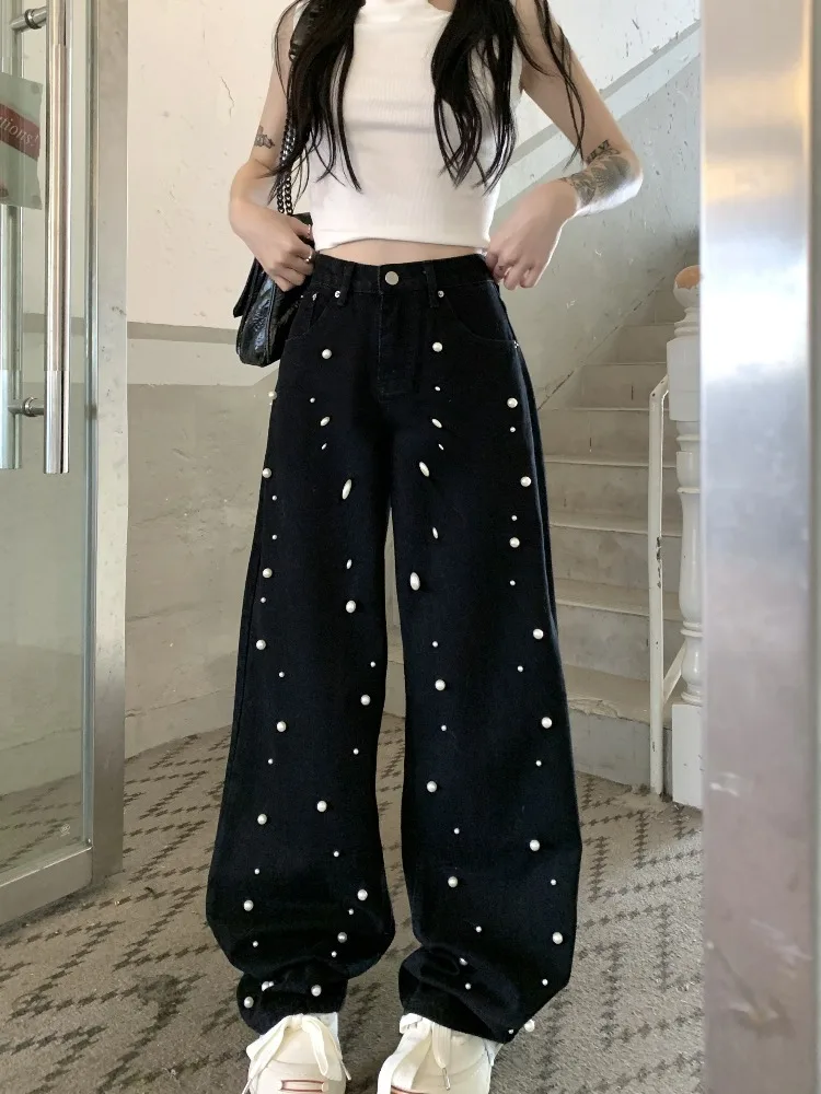 2023 Spring and Summer New Design Sense Pearl Slimming Loose Casual Baggy Jeans Straight-Leg Pants Women's Long Trousers Fashion
2023 Spring and Summer New Design Sense Pearl Slimming Loose Casual Baggy Jeans Straight-Leg Pants Women's Long Trousers Fashion