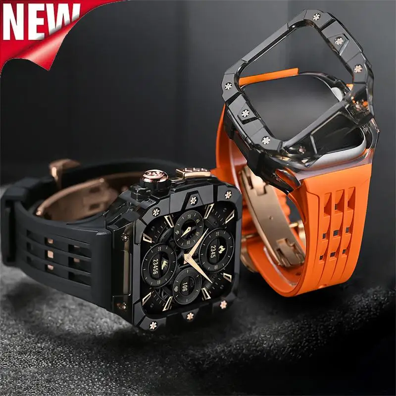 Комплект модификации прозрачного корпуса для Apple Watch Series 11, фторкаучуковый ремешок для часов iWatch S10, 46 мм, ремешок с пряжкой-бабочкой
Комплект модификации прозрачного корпуса для Apple Watch Series 11, фторкаучуковый ремешок для часов iWatch S10, 46 мм, ремешок с пряжкой-бабочкой