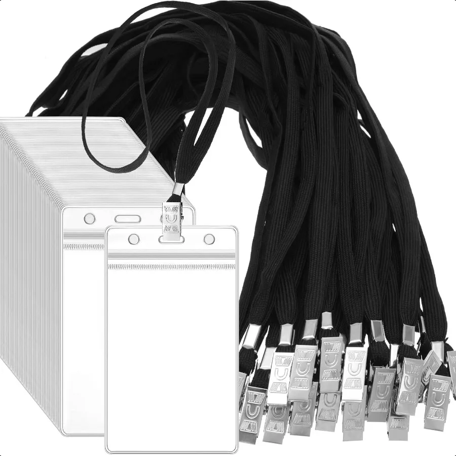100 Pcs Lanyards for ID Badges and 100 Pcs ID Card Holder Badges Waterproof Clear Plastic Resealable Vertical Name Tag Badge Fl
100 Pcs Lanyards for ID Badges and 100 Pcs ID Card Holder Badges Waterproof Clear Plastic Resealable Vertical Name Tag Badge Fl