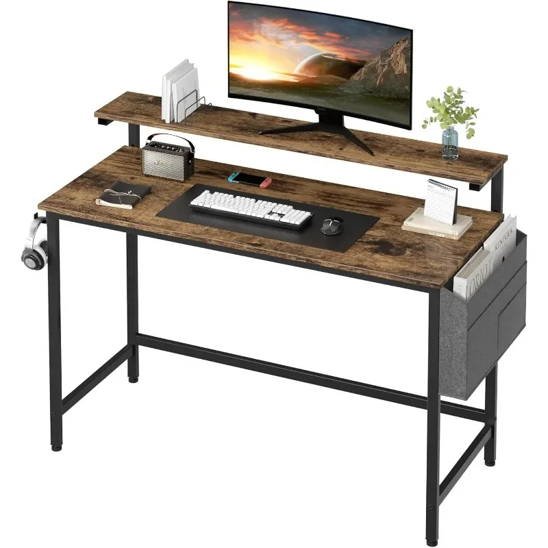 Computer Desk with Monitor Stand, Stable Design Writing Desk, Study Workstation Home Office Table with Storage Bag & Hook,
Computer Desk with Monitor Stand, Stable Design Writing Desk, Study Workstation Home Office Table with Storage Bag & Hook,