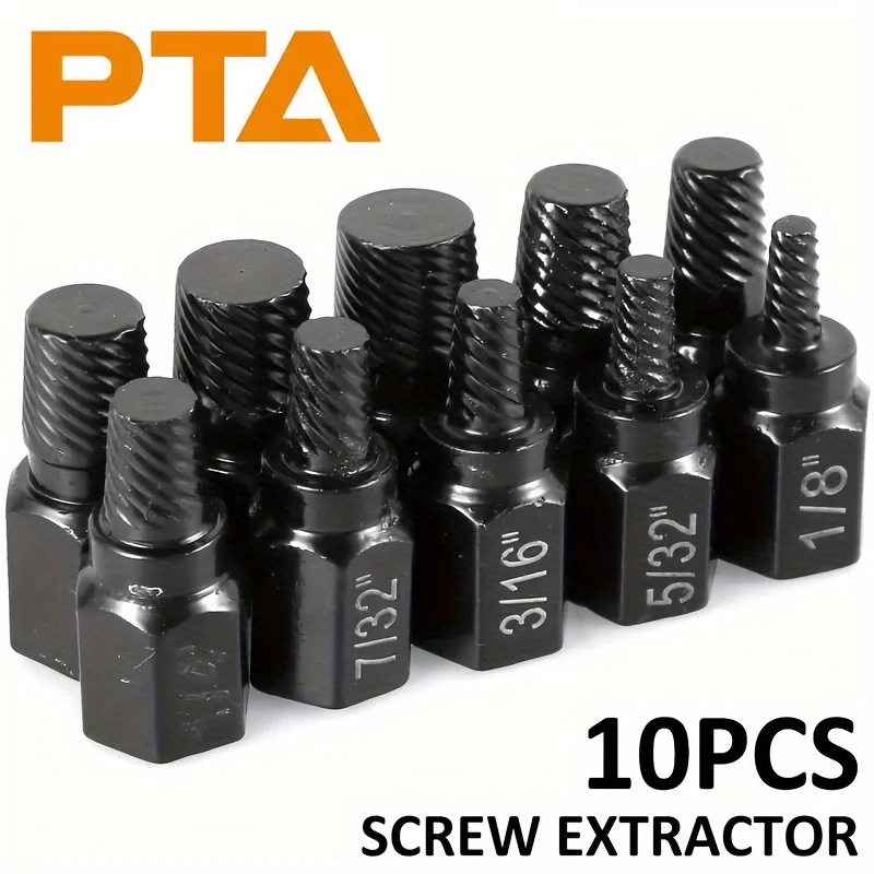 10Pcs Screw Extractor Kit Alloy Steel Damaged Screw Remover Set Metal Easy Out Drill Bits Bolt Stud Multi-Spline Screw Extractor
10Pcs Screw Extractor Kit Alloy Steel Damaged Screw Remover Set Metal Easy Out Drill Bits Bolt Stud Multi-Spline Screw Extractor