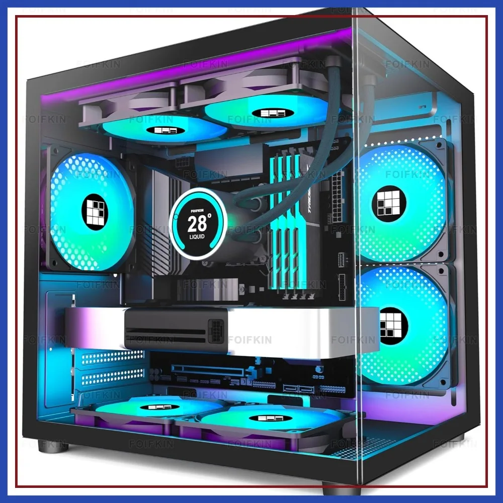 PC Case with 3 ARGB Fans, Micro-ATX, 270° Panoramic Glass, 240mm Radiator Support, USB 3.0
PC Case with 3 ARGB Fans, Micro-ATX, 270° Panoramic Glass, 240mm Radiator Support, USB 3.0